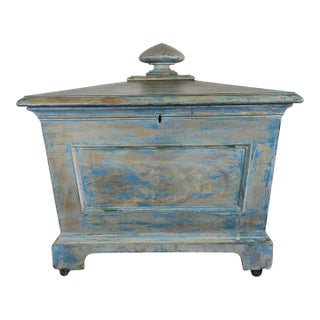 19th Century English Antique Painted Wine Cooler, Wood & Metal For Sale