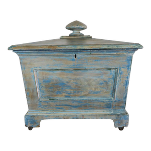 19th Century English Antique Painted Wine Cooler, Wood & Metal
