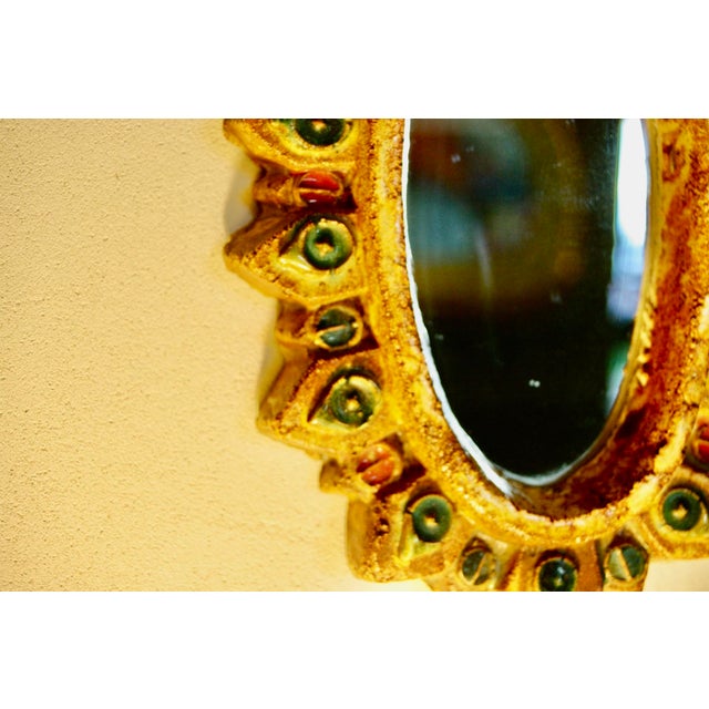 Cabochon Mirror by Georges Pelletier for La Roue Vallauris, 1950 For Sale - Image 6 of 11