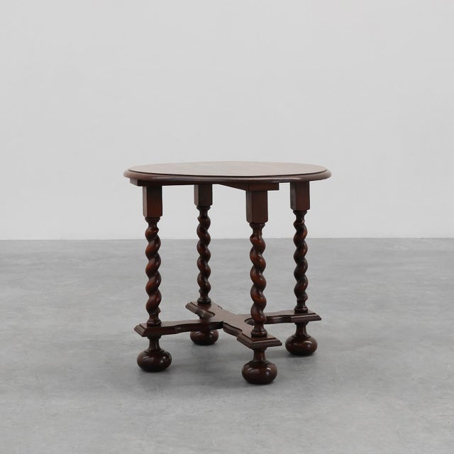 Rustic Round Barley Twist Side Table in Oak, France, 1950s For Sale - Image 13 of 13