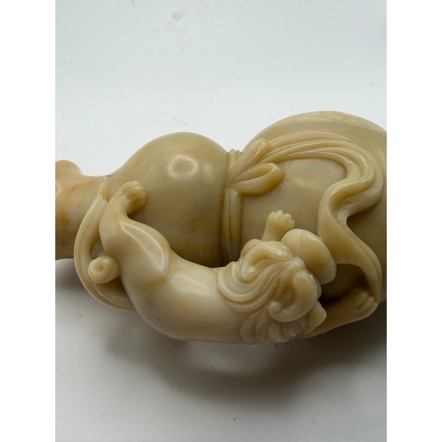 Vintage Soapstone Carving Eith Mythical Creature For Sale - Image 9 of 12
