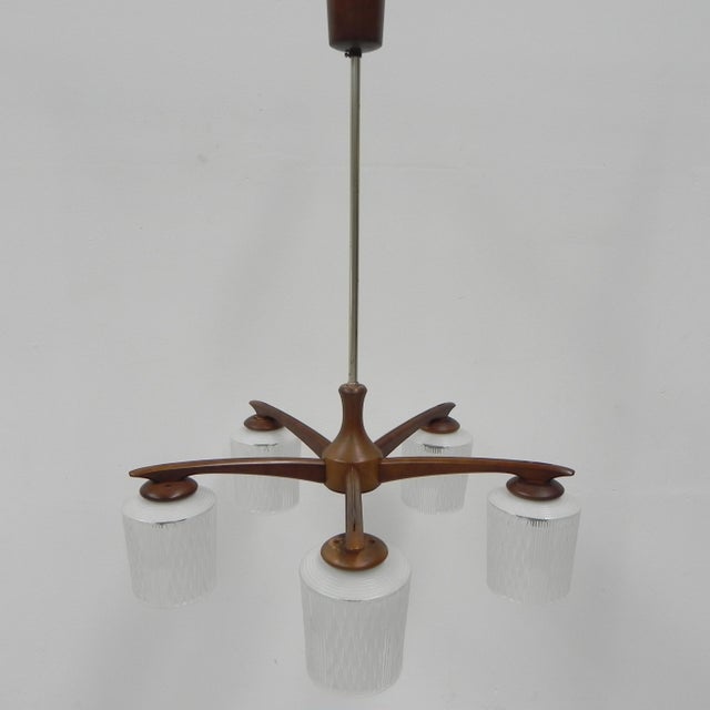 Mid-Century Modern Vintage Hanging Lamp with Glass Shades, 1960s For Sale - Image 3 of 18