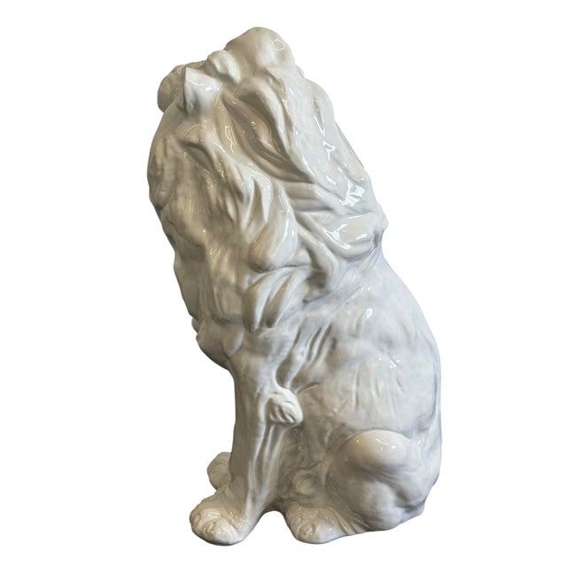 1970s Vintage Blanc De Chine Large Ceramic Lion Statue For Sale - Image 4 of 12