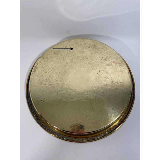 1970s Vintage Round Brass Etched Gallery Tray For Sale - Image 14 of 15