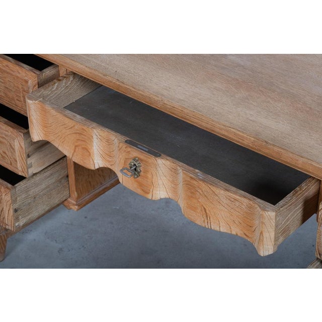 Wood Freestanding Oak Desk attributed to Henning Kjærnulf, Denmark, 1960s For Sale - Image 7 of 16