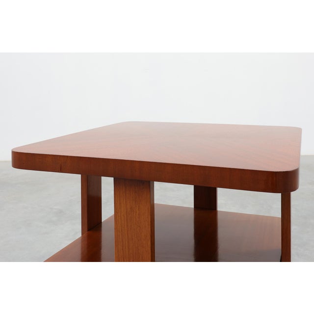 Art Deco Walnut Veneer Side Table with Shelf, Belgium, 1920s For Sale - Image 3 of 14