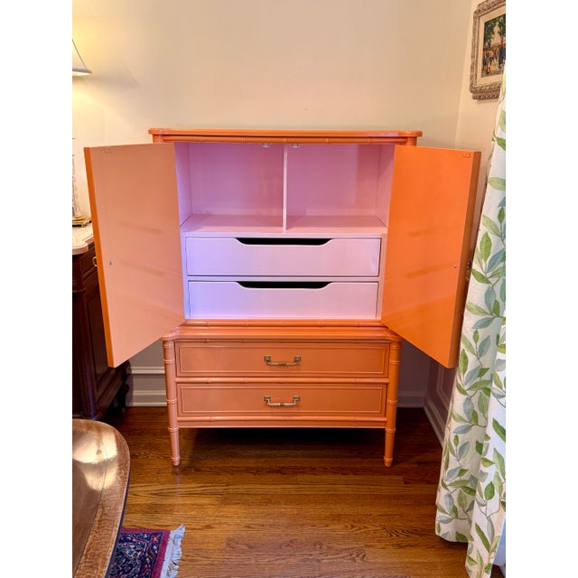 A true statement piece, this iconic Henry Link Bali Hai armoire has been meticulously restored and transformed with a...