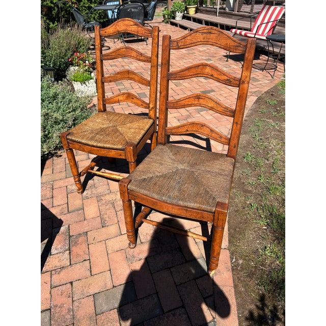 2000 - 2009 Ladderback Rush Seat Dining Chairs -Set of 10 For Sale - Image 5 of 17