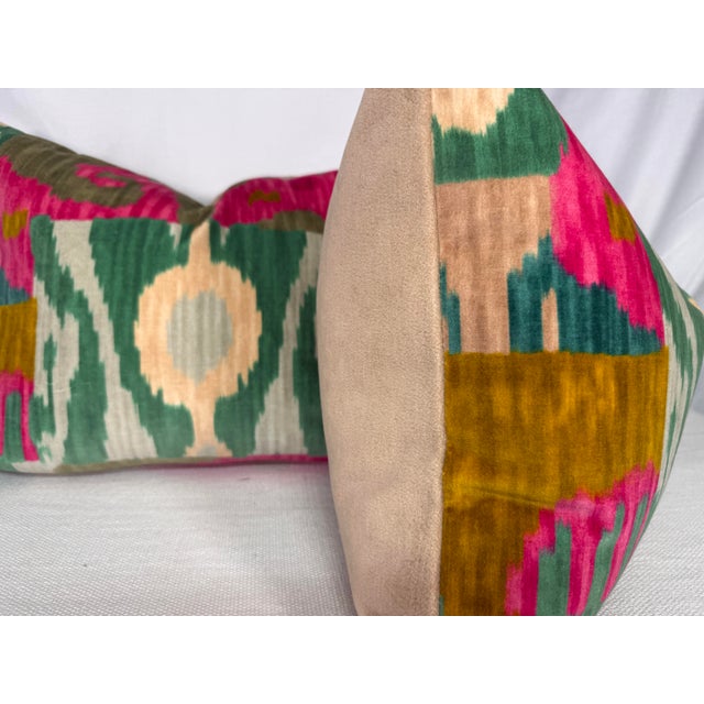 Transitional Pierre Frey "Bella Coola" in Acid/Lime 16"x20" Pillows-a Pair For Sale - Image 3 of 3