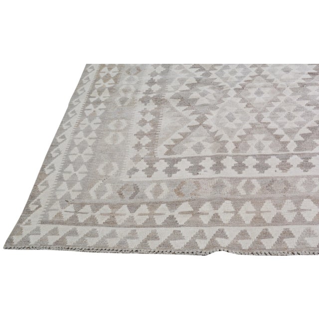 1990s 1990s Afghan Tribal Hand Woven Flatweave/Kilim With Organic Wool and Soft Texture,8'3"X9'9" For Sale - Image 5 of 7