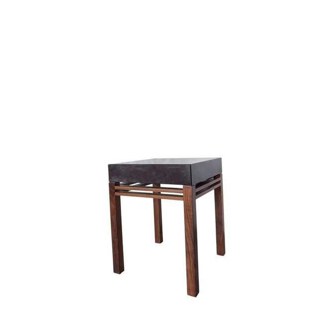 Mid-Century Minimalist Teak and Acrylic Bedside Table For Sale - Image 5 of 9