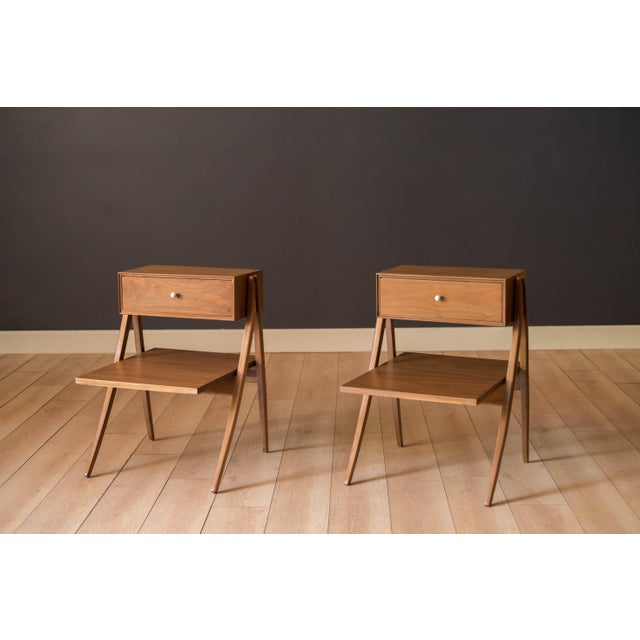 Mid Century Modern Drexel Declaration nightstands or bedside tables designed by Kipp Stewart and Stewart MacDougall in...