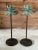 Pair of Tropical Coastal Palm Tree Metal Candlesticks With Verdigris Green Fronds For Sale - Image 12 of 12