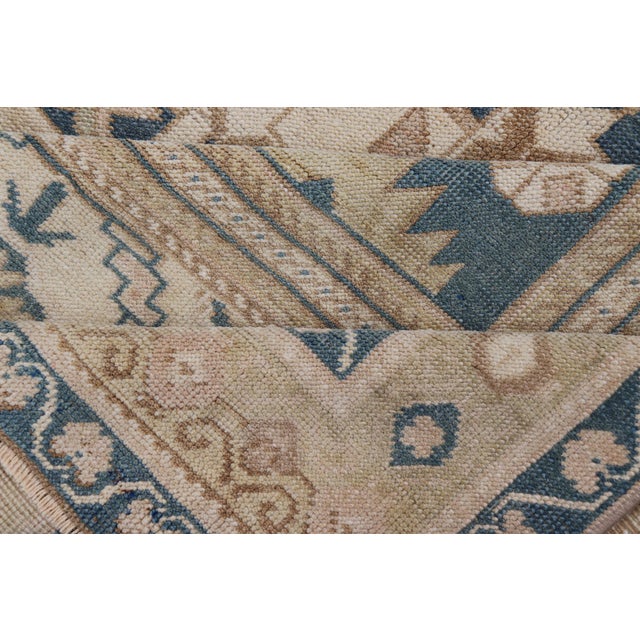 Blue Oushak Rug With Geometric Medallion Design 5' 5" X 8' 10" For Sale - Image 13 of 14