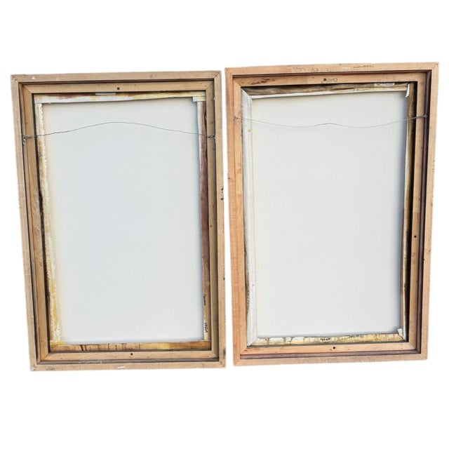 Late 20th Century Pair of Red & Gold Abstract Paintings For Sale - Image 12 of 18