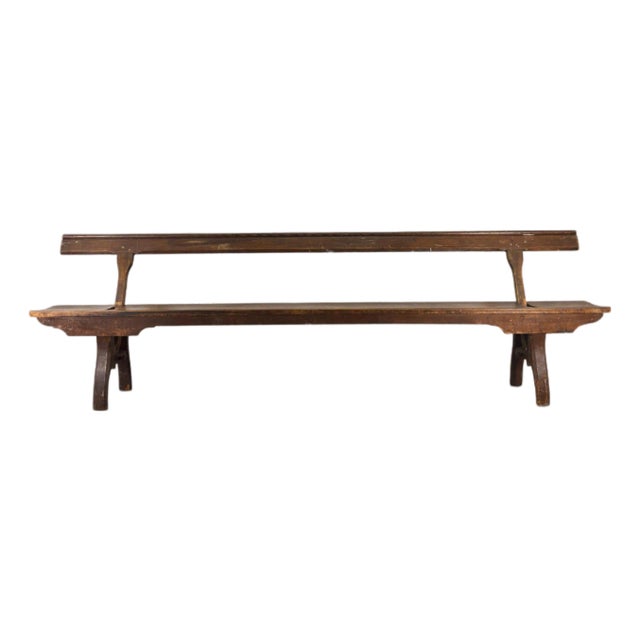Late 19th Century Antique English Large Reversible Back Tram Bench, 9’ Long For Sale
