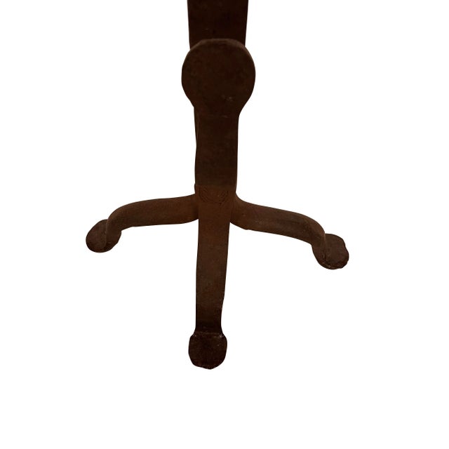 Metal 20th Century Sunflower Black Wrought Oversized Iron Hand Forged Andirons - A Pair For Sale - Image 7 of 8