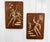 - Original Pair of 1960's Figural Dancer Wall Plaques - Veneered Walnut Finish with Reverse Relief Dancer Motif - Each...