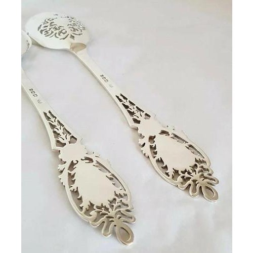 Antique George V Sterling Silver Serving Set by Josiah Williams & Co, 1930, Set of 2 For Sale - Image 3 of 14
