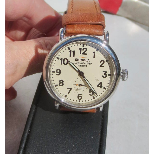 Shinola Mens Leather Band Watch For Sale - Image 4 of 6