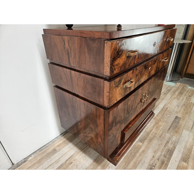 Art Deco Walnut Burl Sideboard with Mirror, 1940 For Sale - Image 3 of 18