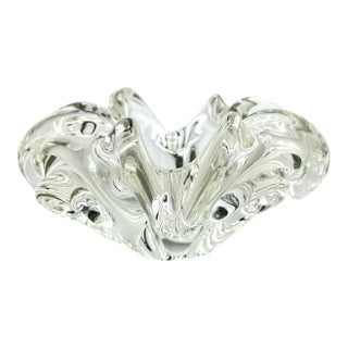 Vintage Murano Clear Art Glass Bowl Ashtray For Sale