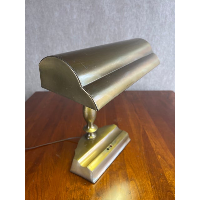 Vintage Early 20th Century Brass Barrister or Banker Desk or Task Lamp With Bakelite Switch Buttons For Sale - Image 10 of 12