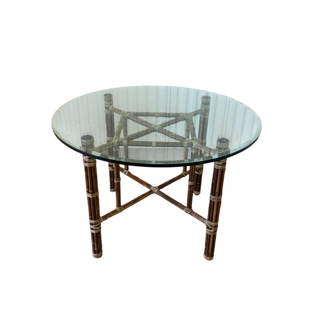 1970's McGuire Leather Wrapped Bamboo, Cane & Dining - Set of 5 For Sale In Houston - Image 6 of 18