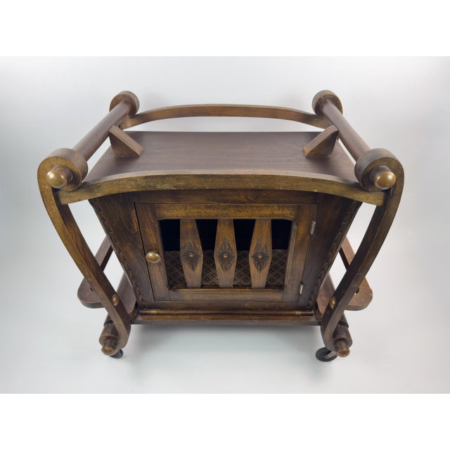 French Vintage Beech Bar Cart With Removable Tray, Mid-20th Century For Sale - Image 6 of 15