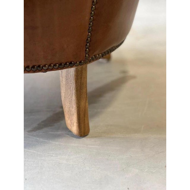 Metal Vintage Brazilian Leather Armchair with Antique Brass Studs For Sale - Image 7 of 17
