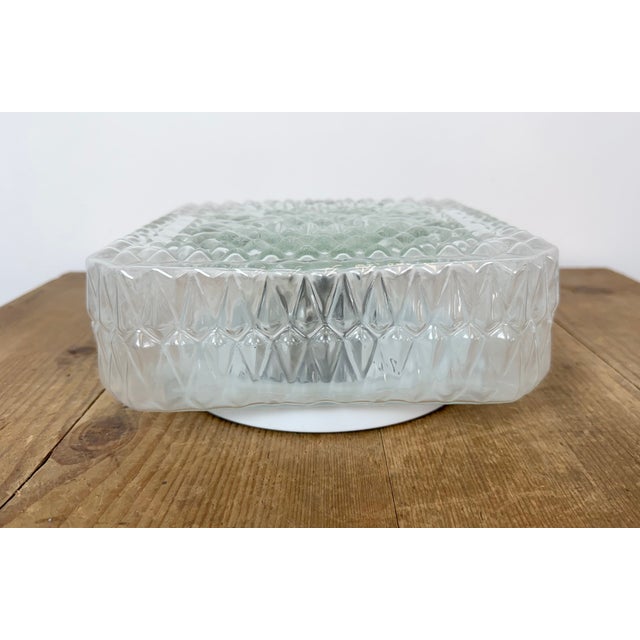 Industrial Vintage Glass Wall or Ceiling Light, 1970s For Sale - Image 3 of 16