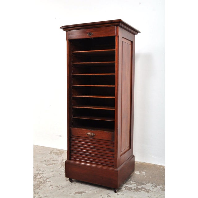 Antique Roller Door Cabinet in Mahogany, 1880s For Sale - Image 4 of 13