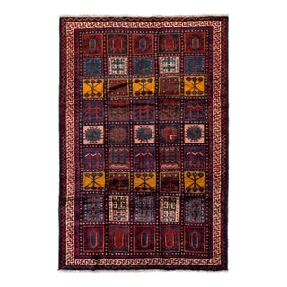 Vintage Handmade Persian Red Geometric Wool Rug 5'10" X 8'8 For Sale