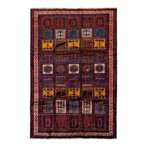 Vintage Handmade Persian Red Geometric Wool Rug 5'10" X 8'8