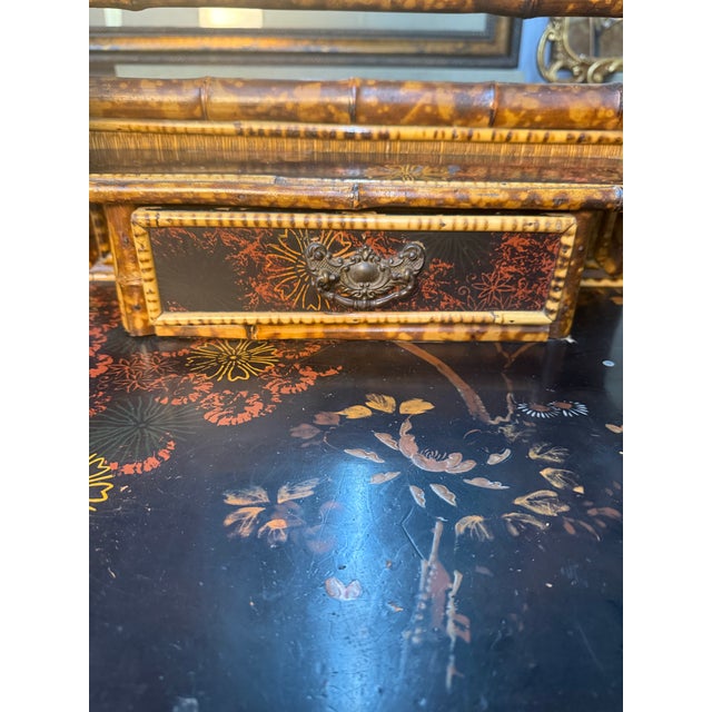 Brown Antique Victorian Tortoiseshell Bamboo Chest of Drawers With Vanity For Sale - Image 8 of 12