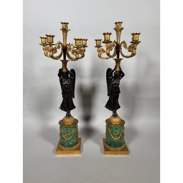 Pair of candelabra with winged Victories, attributed to Pierre-Philippe Thomire (1751-1843) For Sale
