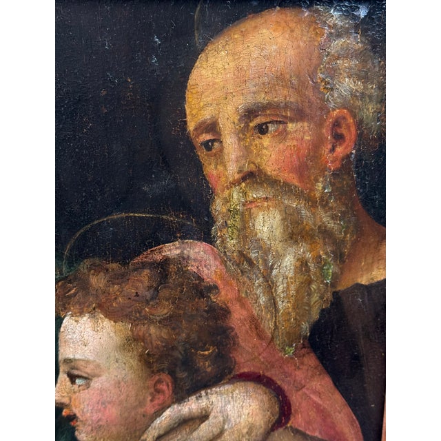 Italian School Artist, Holy Family, 1500s, Oil Painting, Framed For Sale - Image 6 of 11