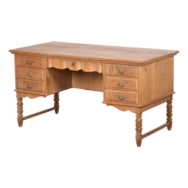 Freestanding Oak Desk attributed to Henning Kjærnulf, Denmark, 1960s For Sale