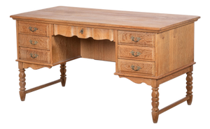Freestanding Oak Desk attributed to Henning Kjærnulf, Denmark, 1960s