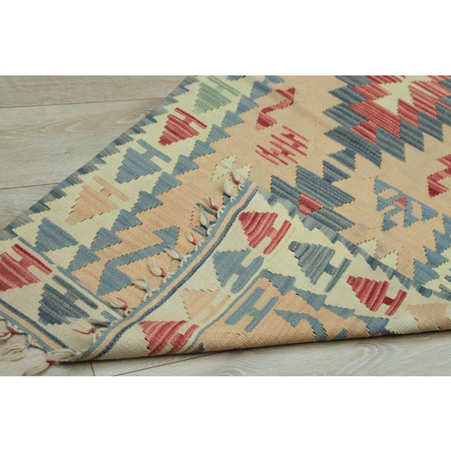 1970s Southwetern Style Handmade Beige Kilim Runner Rug For Sale - Image 9 of 10