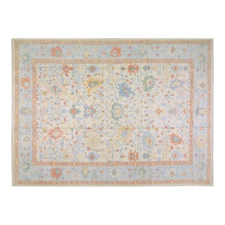 Turkish Oushak Hand Knotted Wool Rug, 12'2"x13'9" For Sale