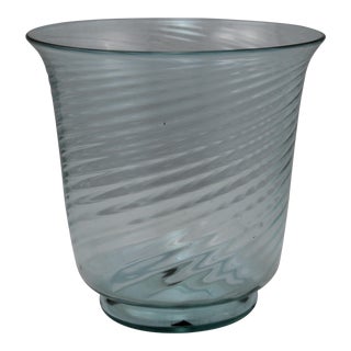 Art Deco Era Steuben Glassworks Baby Blue Translucent Swirl Bowl For Sale