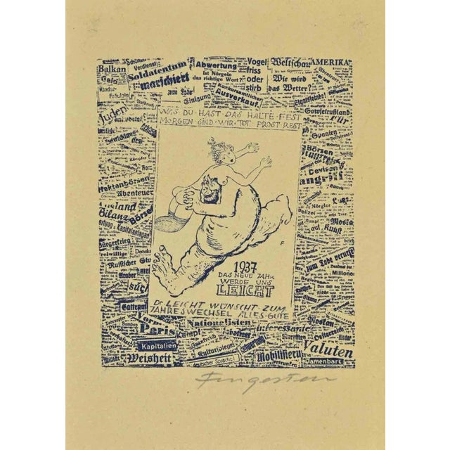 Ex Libris is a woodcut print created by Michel Fingesten in 1937. Hand Signed on the lower right margin. Good conditions....