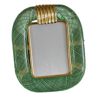 Green and Yellow Filigree Murano Glass Photo Frame, 2000s For Sale