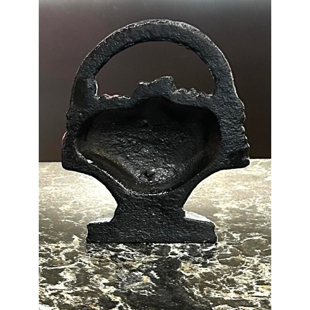 Mid 20th Century Heavy Cast Iron, Vintage, Woven, Basket-of-Flowers Doorstop, With a Rope Twist Handle, and a Hand-Painted, Polychrome Finish, 1930-1950’s For Sale - Image 5 of 7