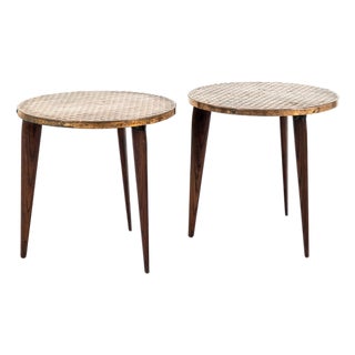 Vintage Cocktail Tables with Copper Top, Set of 2 For Sale