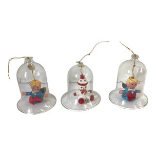 Vintage Glass Bell Ornaments - Set of 3 For Sale