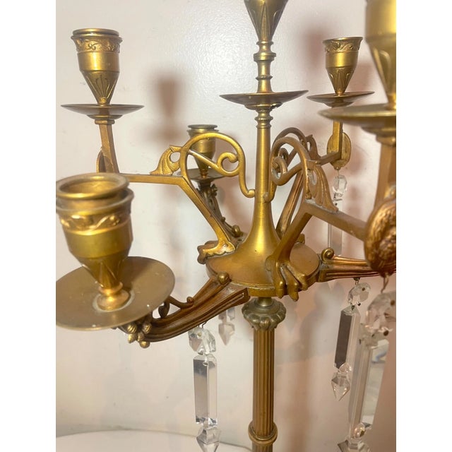 Huge Antique 1800's Patinated Dore Bronze Neoclassical Candelabra Candle Holder For Sale In New York - Image 6 of 16