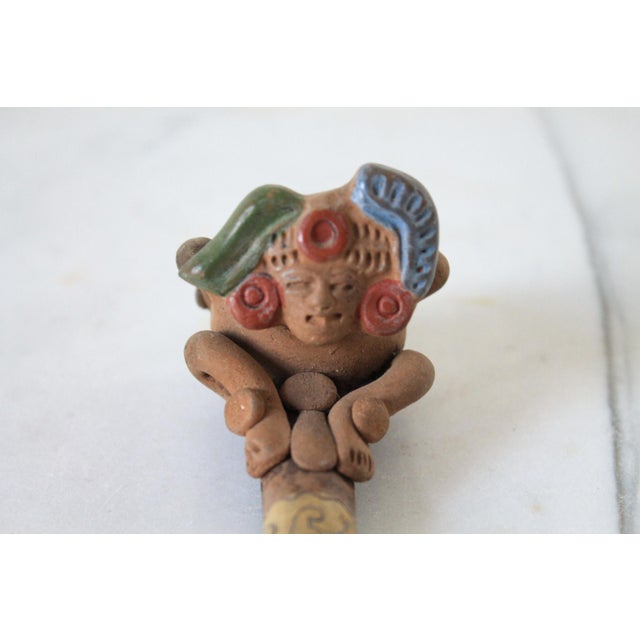Mexican Vintage Hand Painted Mexican Folk Art Clay Pipe Snake For Sale - Image 3 of 9