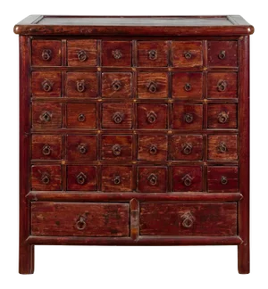 Chinese Qing Dynasty Period Apothecary Chest with 32 Drawers and Aged Patina